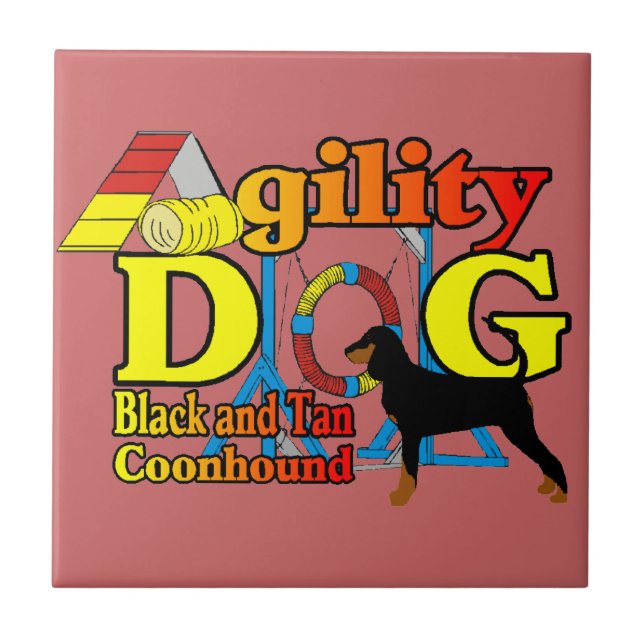 Black and Tan Coonhound Agility Fliese (Vorderseite)
