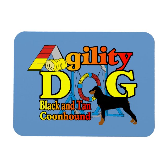 Black and Tan Coonhound Agility Magnet (Horizontal)