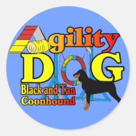 Black_and_Tan_Coonhound-Agility Runder Aufkleber