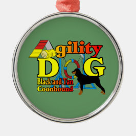 Black and Tan Coonhound Agility Silbernes Ornament