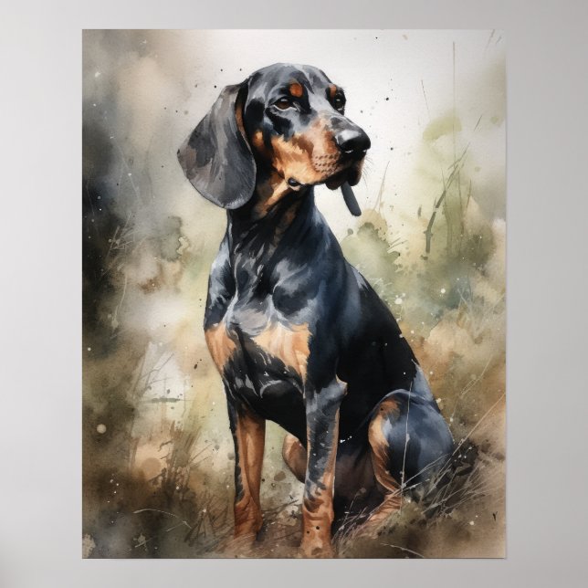 Black and Tan Coonhound Hund Art Print Poster (Vorne)
