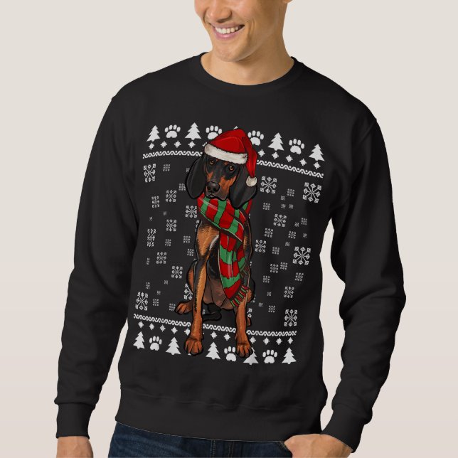 Black and Tan Coonhound Hund Weihnachtsmannmütze X Sweatshirt (Vorderseite)