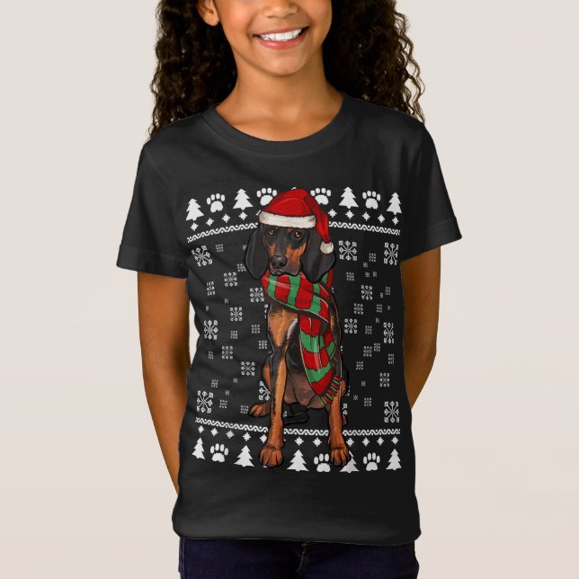 Black and Tan Coonhound Hund Weihnachtsmannmütze X T-Shirt (Vorderseite)