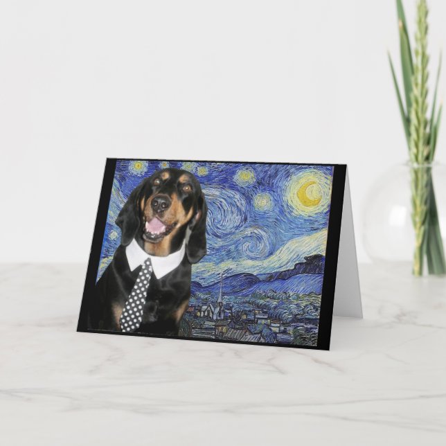 Black and Tan Coonhound in Starry Night, Parody, Karte (Vorderseite)