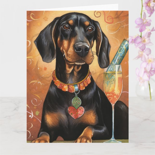 Black and Tan Coonhound - Neues Jahr Karte (Orchidee)