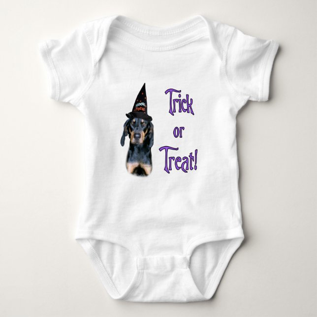 Black and Tan Coonhound Trick Baby Strampler (Vorderseite)