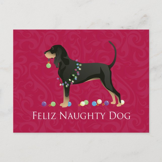 Black and Tan Coonhound Weihnachten (Vorderseite)
