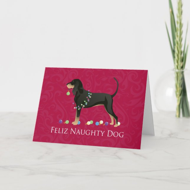 Black and Tan Coonhound Weihnachten (Vorderseite)
