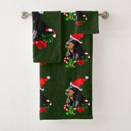 Black and Tan Coonhound Weihnachten Badhandtuch Set