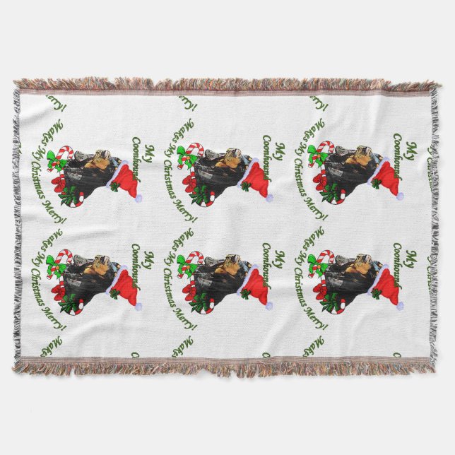 Black and Tan Coonhound Weihnachten Decke (Vorderseite)