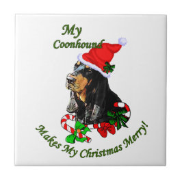 Black and Tan Coonhound Weihnachten Fliese