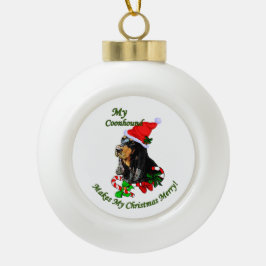 Black and Tan Coonhound Weihnachten Keramik Kugel-Ornament