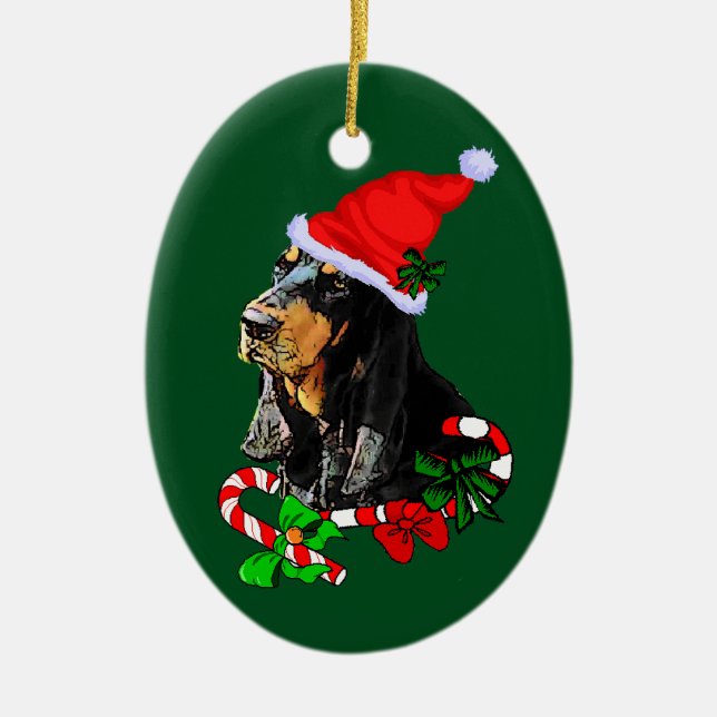 Black and Tan Coonhound Weihnachten Keramik Ornament (Vorne)