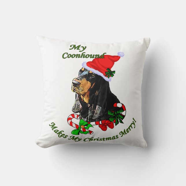 Black and Tan Coonhound Weihnachten Kissen (Vorderseite)