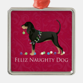 Black and Tan Coonhound Weihnachten Ornament Aus Metall