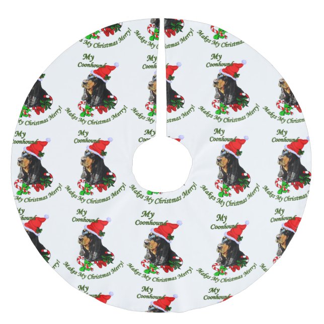 Black and Tan Coonhound Weihnachten Polyester Weihnachtsbaumdecke (Vorderseite)