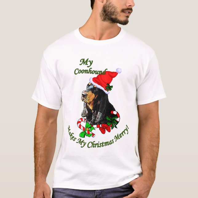 Black and Tan Coonhound Weihnachtsgeschenke T-Shirt (Vorderseite)