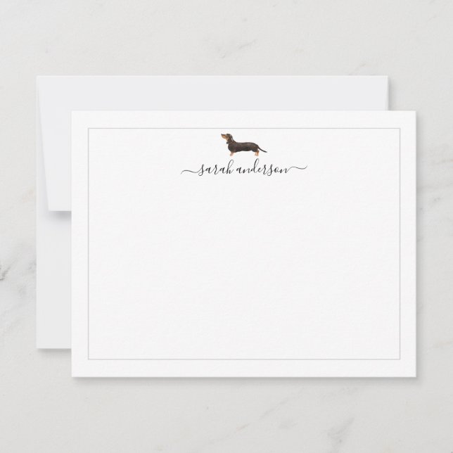 Black and Tan Dachshund Border Personalized Mitteilungskarte (Vorderseite)