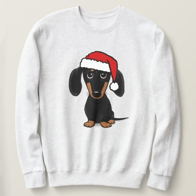 Black and Tan Dachshund Santa Cute Wiener Dog Sweatshirt (Design vorne)
