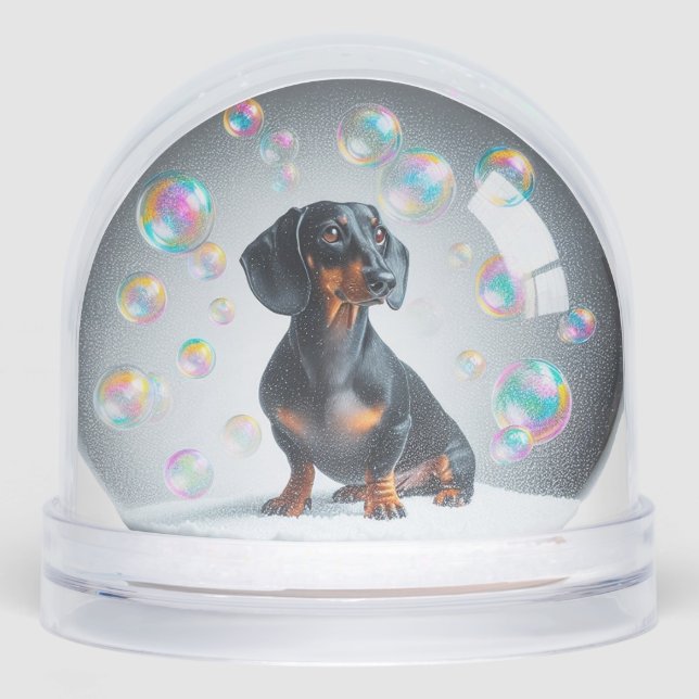 BLACK AND TAN DACHSHUND SNOW GLOBE SCHNEEKUGELN (Vorderseite)