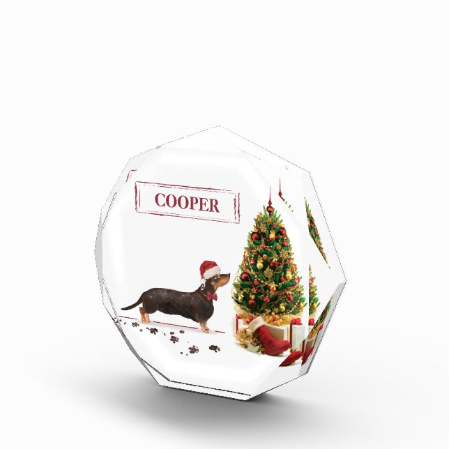 Black and Tan Dackel Funny Christmas Dog Fotoblock (Rechts)