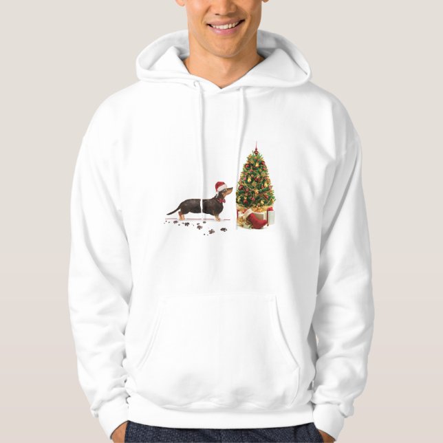Black and Tan Dackel Funny Christmas Dog Hoodie (Vorderseite)
