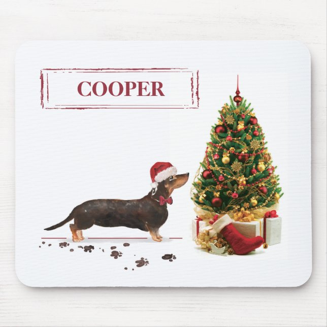 Black and Tan Dackel Funny Christmas Dog Mousepad (Vorne)