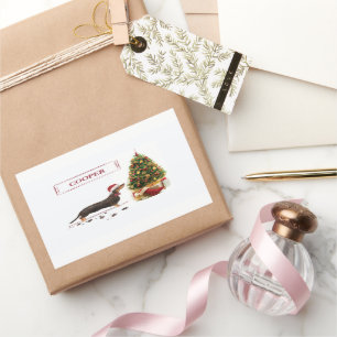 Black and Tan Dackel Funny Christmas Dog Rechteckiger Aufkleber