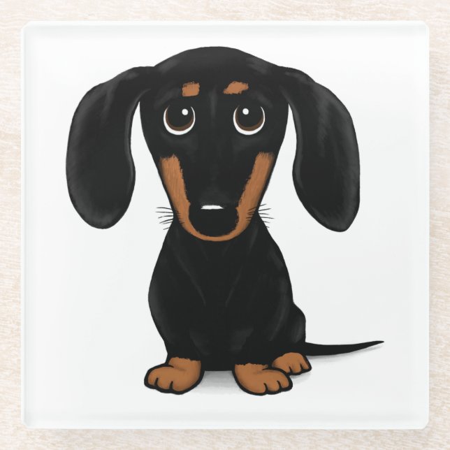 Black and Tan Dackel Niedlich Weiner Dog Glasuntersetzer (Vorderseite)