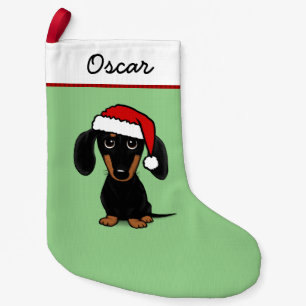 Black and Tan Dackel Santa Niedlich Dackel Hund Kleiner Weihnachtsstrumpf
