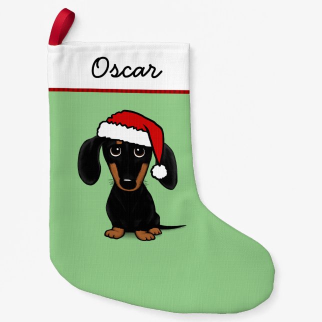 Black and Tan Dackel Santa Niedlich Dackel Hund Kleiner Weihnachtsstrumpf (Vorderseite)