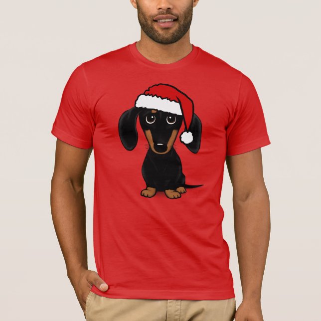 Black and Tan Dackel Santa Niedlich Dackel Hund T-Shirt (Vorderseite)