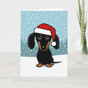Black and Tan Dackel Santa Niedlich Dog Weihnachte Feiertagskarte