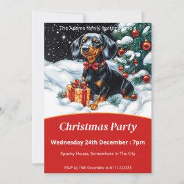 Black and Tan Dackel Weihnachts-Party Einladung