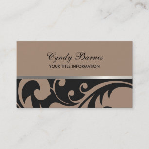 Black and Tan Damask Business Card Visitenkarte