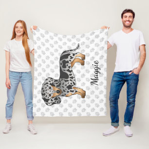 Black and Tan Dapple Kurz Haare Dackel & Name Fleecedecke