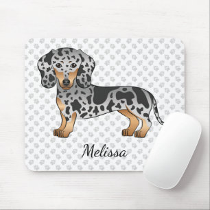 Black and Tan Dapple Kurz Haare Dackel & Name Mousepad