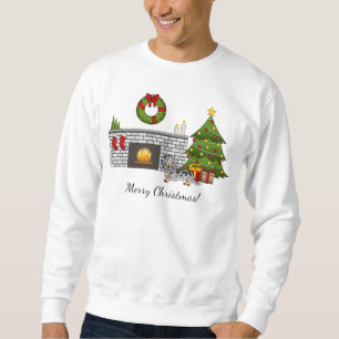 Black and Tan Dapple Long Hair Dackel Weihnachten Sweatshirt