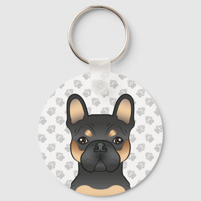 Black And Tan French Bulldog / Französischer Niedl Schlüsselanhänger (Vorderseite)