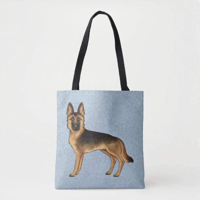 Black and Tan German Shepherd Cartoon Dog Blue (Vorderseite)