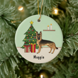 Black and Tan German Shepherd Dog Weihnachtsbaum Keramik Ornament
