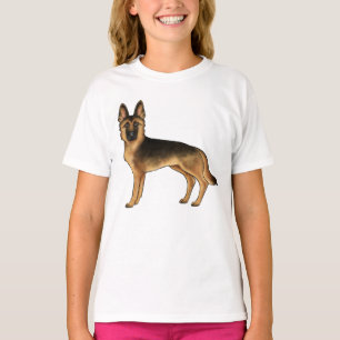 Black and Tan German Shepherds Fun Cartoon Zeichne T-Shirt