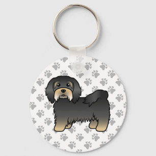 Black And Tan Havanese Cute Cartoon Dog Schlüsselanhänger