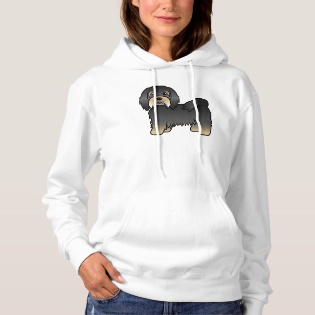 Black and Tan Havanese Niedlich Cartoon Dog Hoodie (Vorderseite)