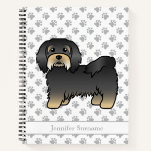 Black and Tan Havanese Niedlich Cartoon Dog & Name Notizbuch