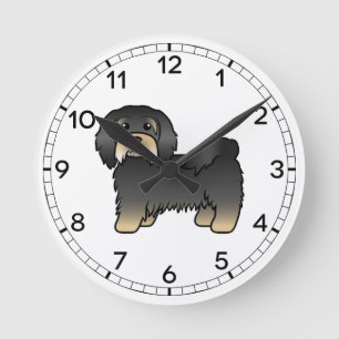 Black and Tan Havanese Niedlich Cartoon Dog Runde Wanduhr