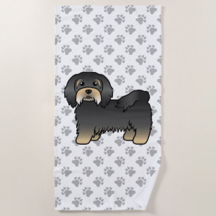 Black and Tan Havanese Niedlich Cartoon Dog Strandtuch
