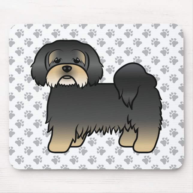 Black and Tan Lhasa Apso Niedlicher Cartoon Dog Mousepad (Vorne)