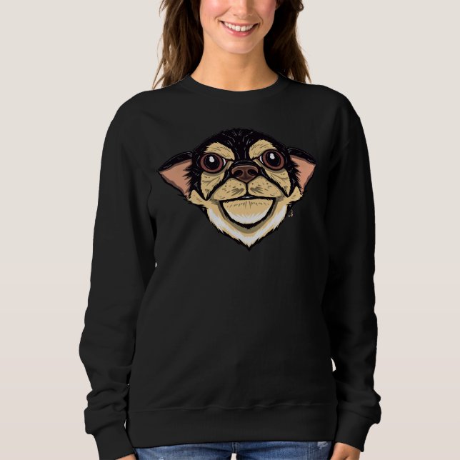 Black And Tan Long Hair Chihuahua Sweatshirt (Vorderseite)