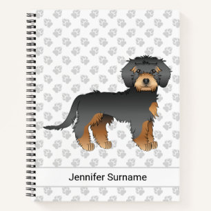 Black and Tan Mini Goldendoodle Cartoon Dog & Text Notizbuch